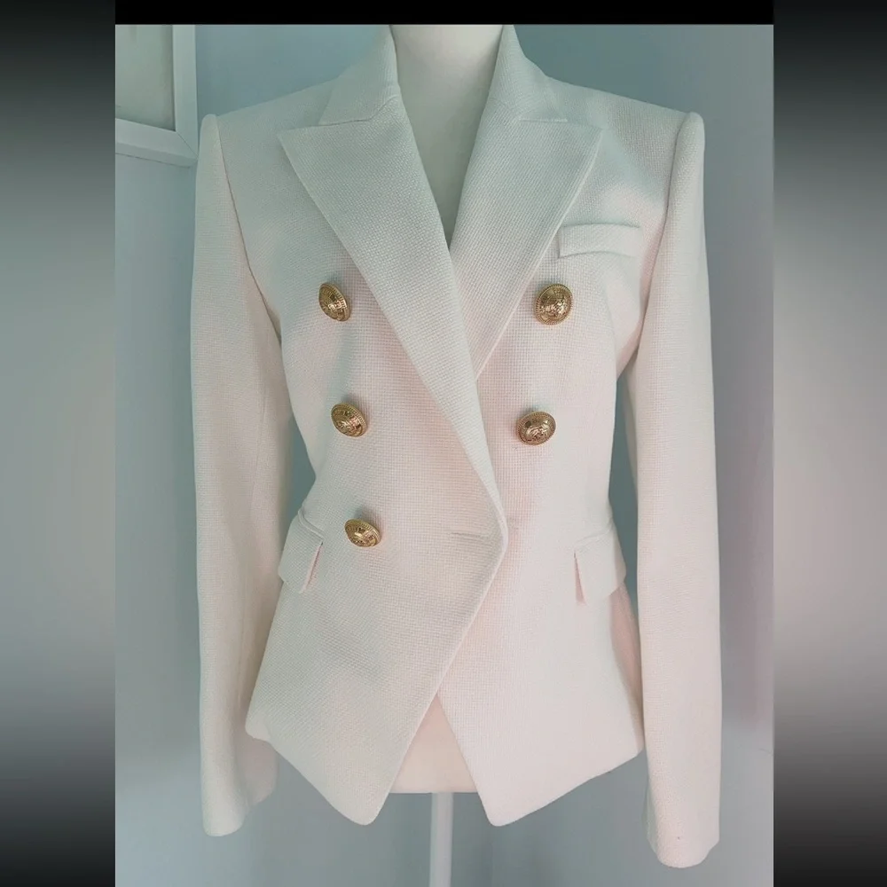 BALMAIN Double-Breasted Piqué Blazer - Picture 6 of 13